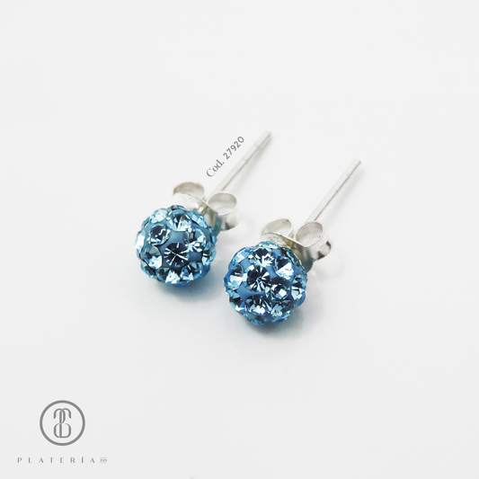 ARETE 6MM BOLA SWOROSKY CELESTE.925