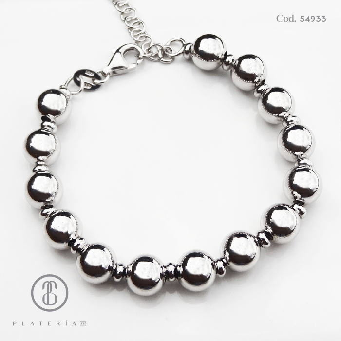PULSERA RODINADA BOLAS PLATA.925