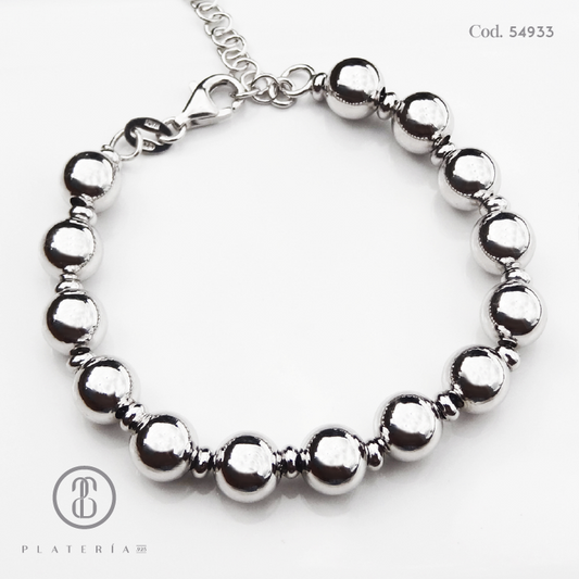 PULSERA RODINADA BOLAS PLATA.925