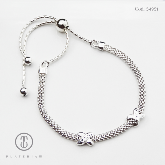 PULSERA AJUSTABLE *X* PLATA.925