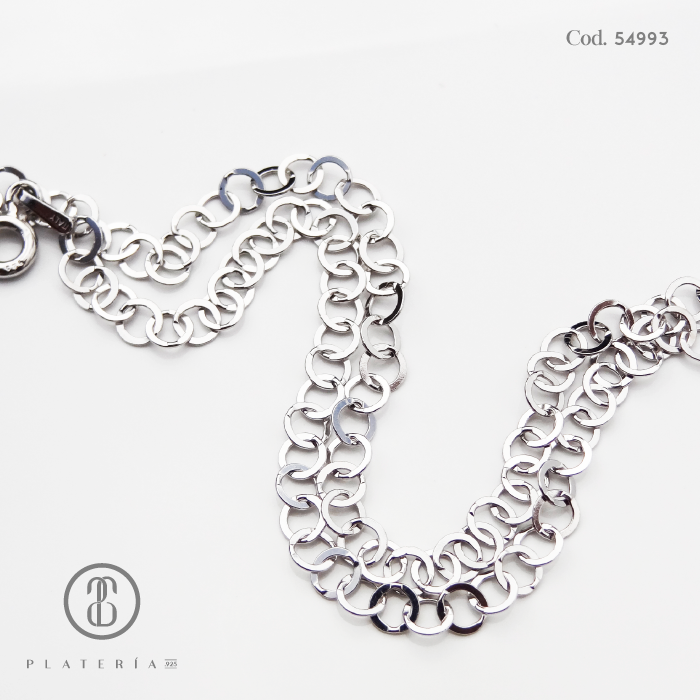 CADENA ROLO RODINADA 70CM PLATA.925