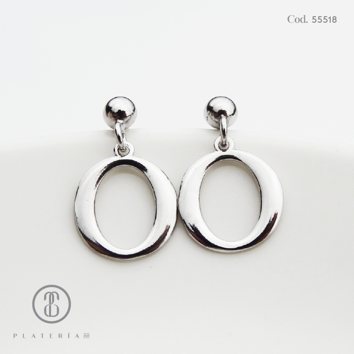 ARETE RODINADO "O" PLATA.925