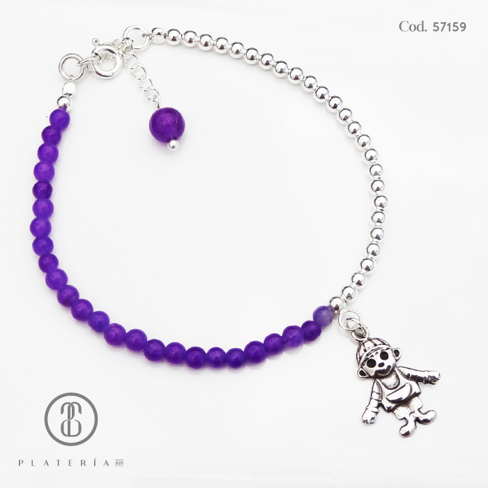 PULSERA PIEDRA NATURAL NIÑOS PLATA.925