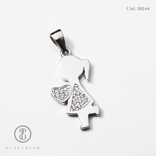 DIJE RODINADO NIÑA PLATA.925