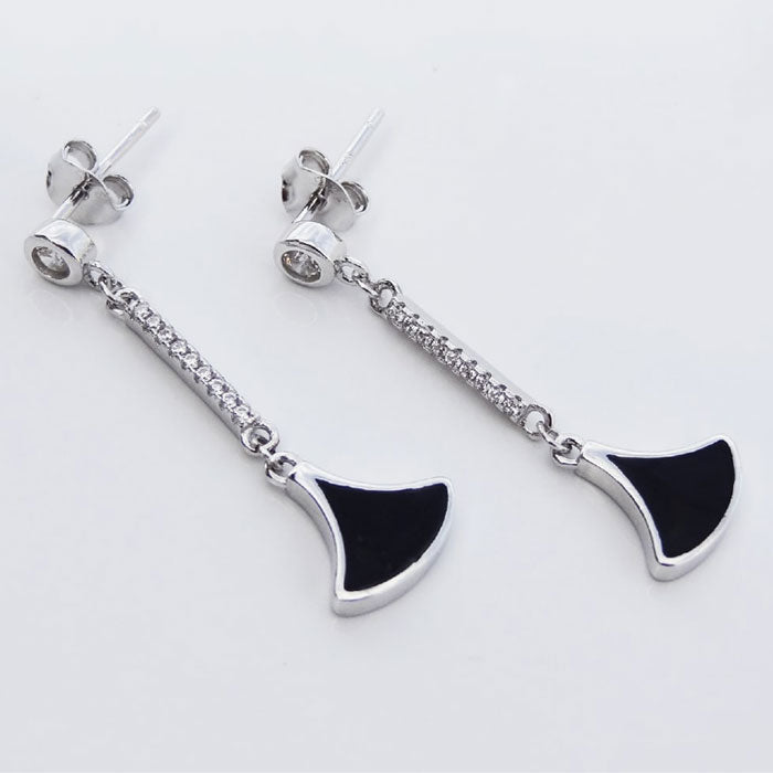 ARETE RODINADO LARGO NEGRO PLATA.925