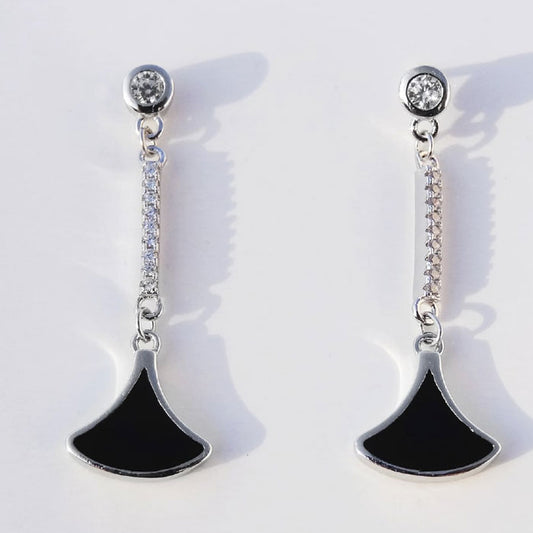 ARETE RODINADO LARGO NEGRO PLATA.925