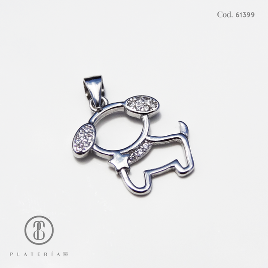 DIJE RODINADO PERRITO PLATA.925