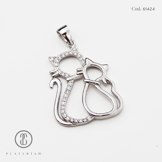 DIJE RODINADO GATITOS PLATA.925