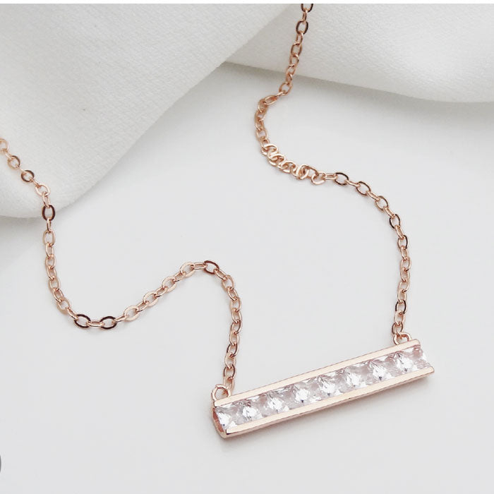 GARGANTILLA ORO ROSA CIRCON PLATA.925