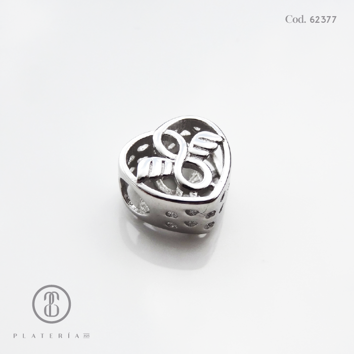 DIJE PARA PULSERA CORAZON INFINITO PLATA.925