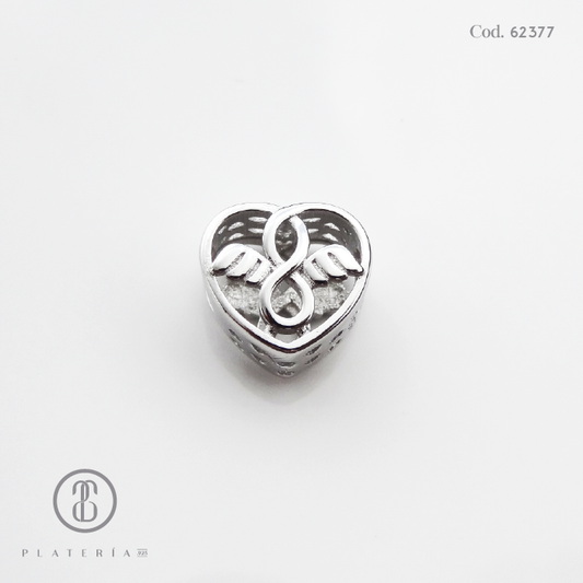 DIJE PARA PULSERA CORAZON INFINITO PLATA.925