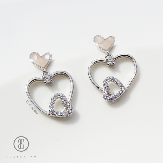 ARETE RODINADO CORAZONES  PLATA.925