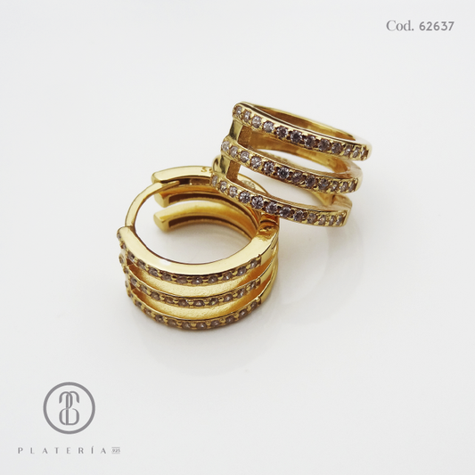 HUGGIE DORADO ZIRCON PLATA.925