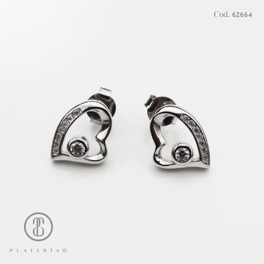 ARETE RODINADO CORAZON PLATA.925