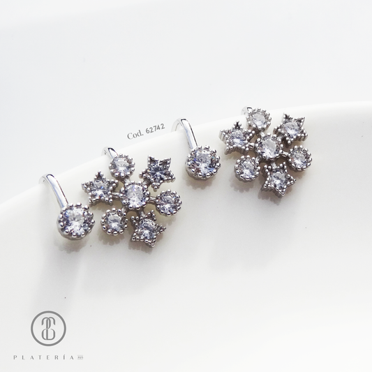 EAR CUFF RADINADO ESTRELLA ZIRCON PLATA.925