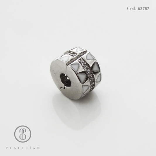 CIERRE PARA PULSERA CLIP CON BLANCO PLATA.925
