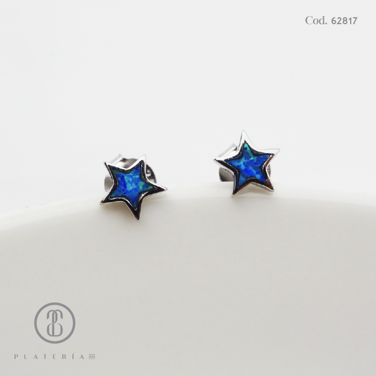 ARETE RODINADO ESTRELLA OPALO PLATA.925