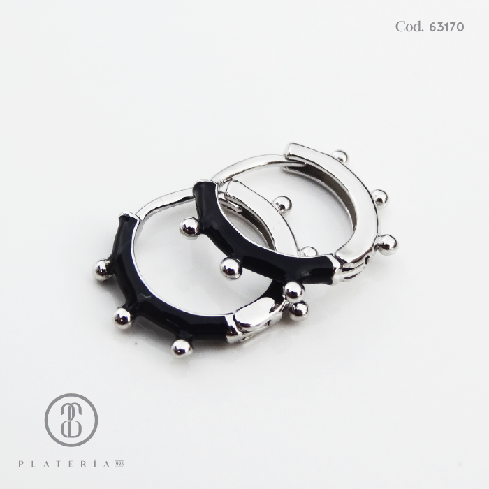 HUGGIE RODINADO CON NEGRO PLATA.925
