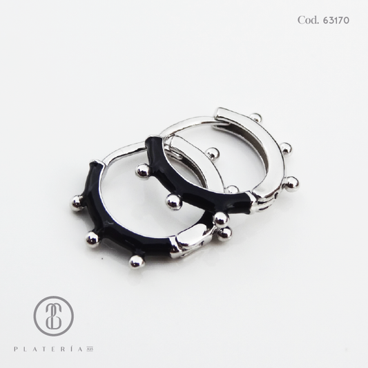 HUGGIE RODINADO CON NEGRO PLATA.925