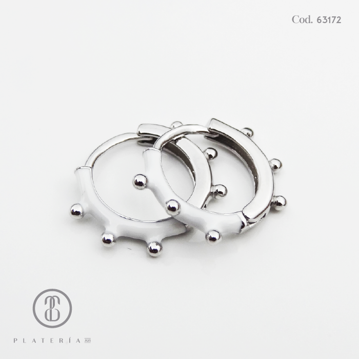 HUGGIE RODINADO CON BLANCO PLATA.925
