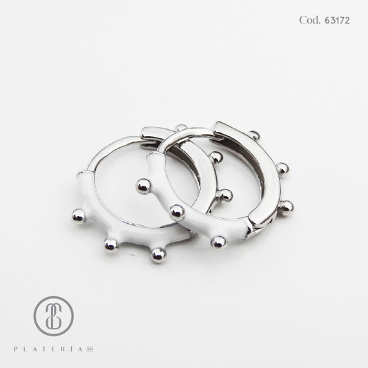 HUGGIE RODINADO CON BLANCO PLATA.925