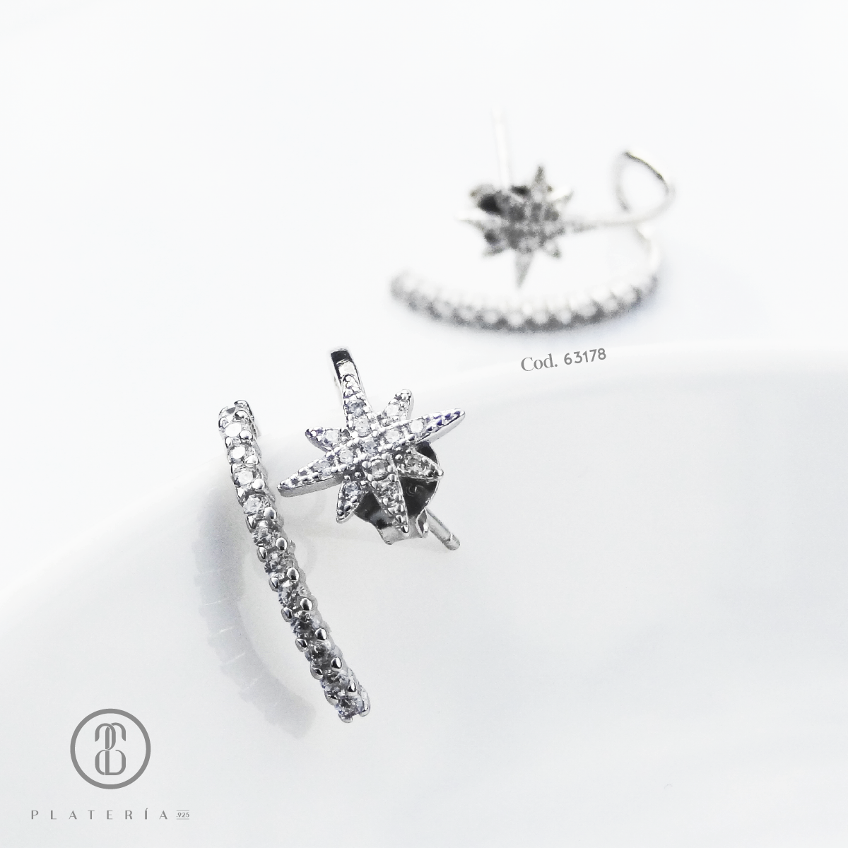 EAR CUFF RODINADO DESTELLO PLATA.925
