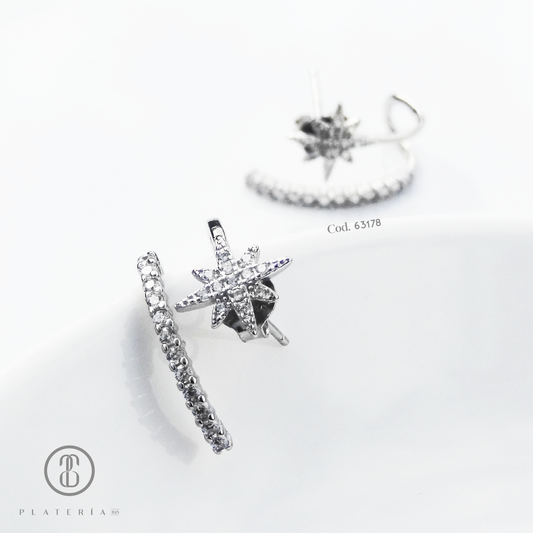 EAR CUFF RODINADO DESTELLO PLATA.925