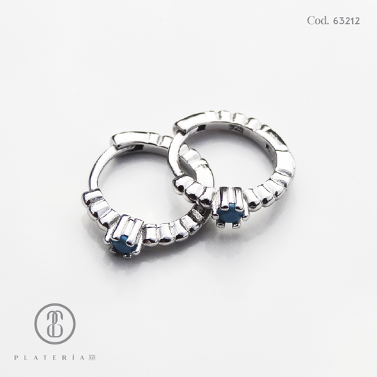 HUGGIE RODINADO PIEDRA CELESTE PLATA.925